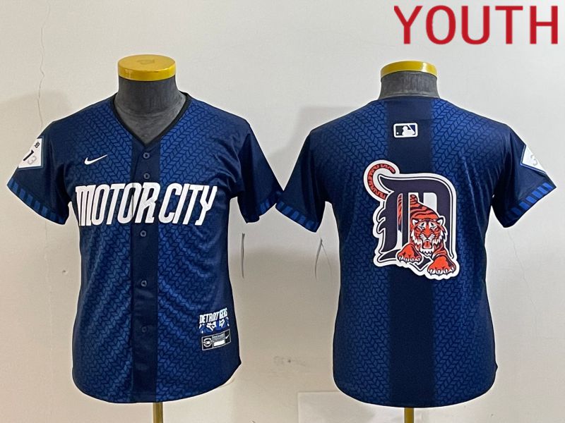 Youth Detroit Tigers Blank Blue City Edition Nike 2024 MLB Jersey style 8